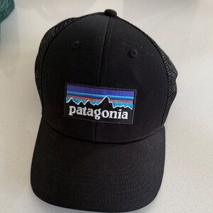 Patagonia Black Hat with Blue and Purple Logo